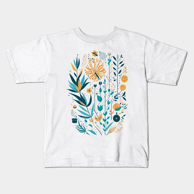 Bohemian Style Floral Shapes Kids T-Shirt by ElMass